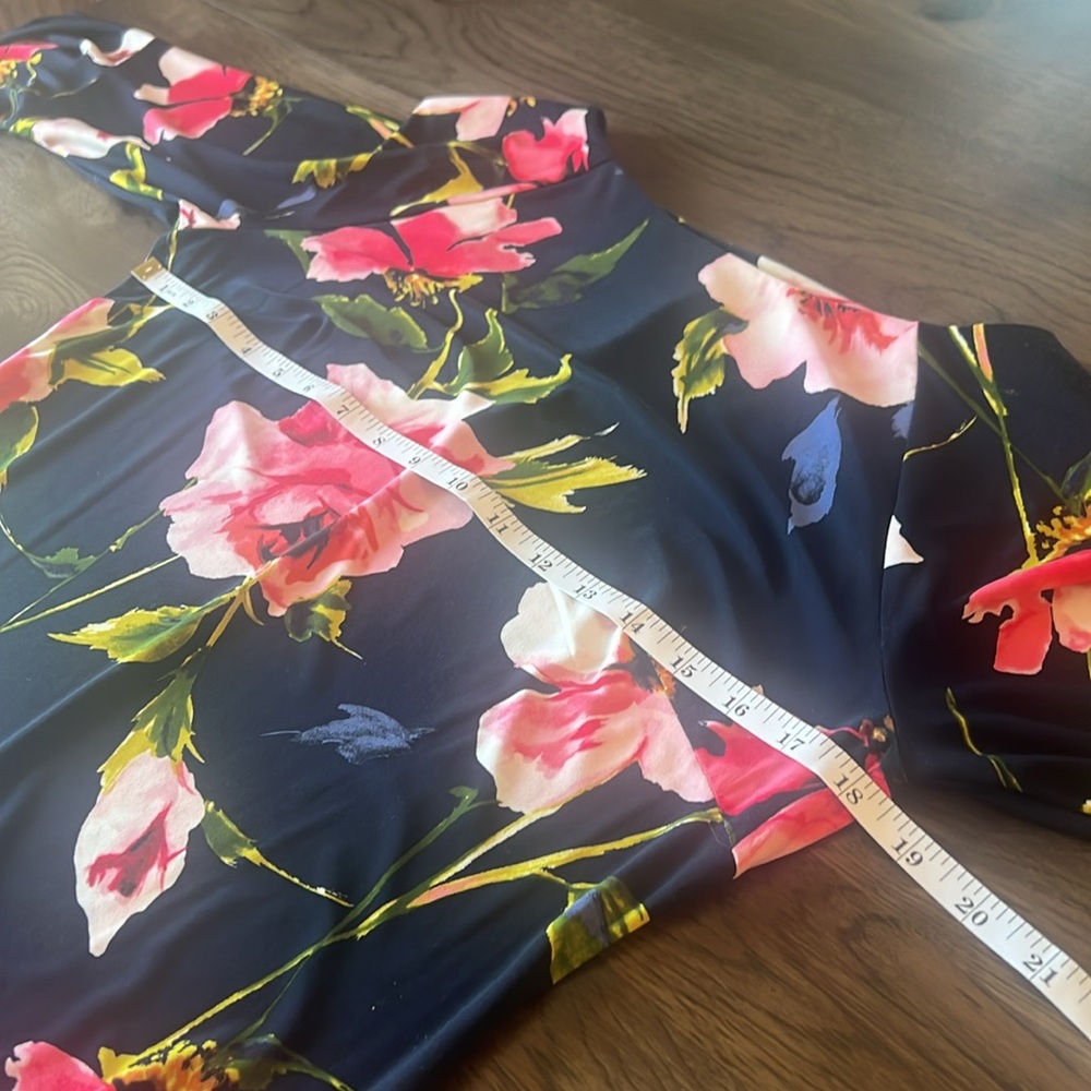 Tommy Hilfiger Black Floral Shift Dress with Pink & Green Accents - Picture 3 of 8